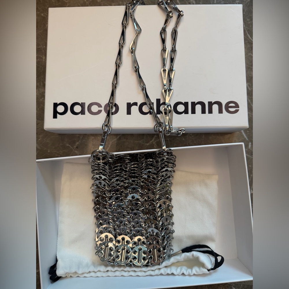 Paco Rabanne Silver Metal Chainmail Mini Bag